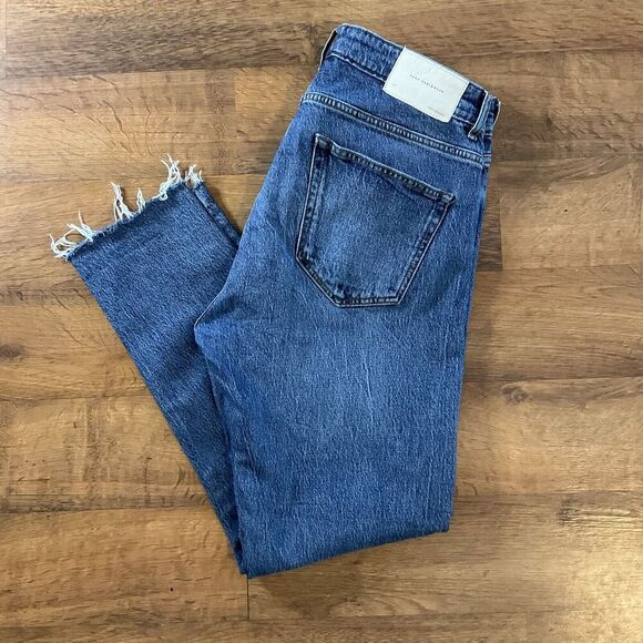Zara High Rise Raw Hem Straight Jeans Women’s Size 32 - Picture 1 of 6